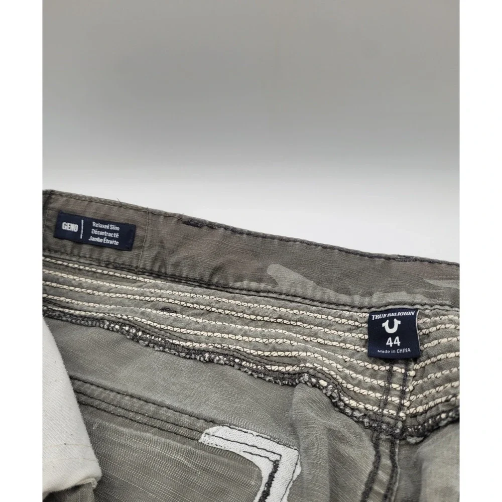 True Religion Geno Moto Pants Mens 44 Camo Ripstop Relaxed Slim Biker Military